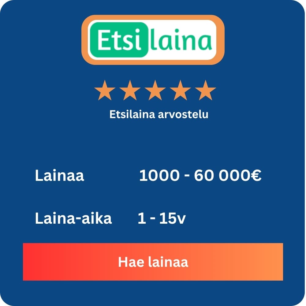 Hae Etsilaina-lainaa helposti ja nopeasti – Etsilaina tarjoaa joustavat ja edulliset lainavaihtoehdot, jotka mukautuvat tarpeisiisi. Täytä hakemus kätevästi verkossa muutamassa minuutissa ja saat päätöksen nopeasti.